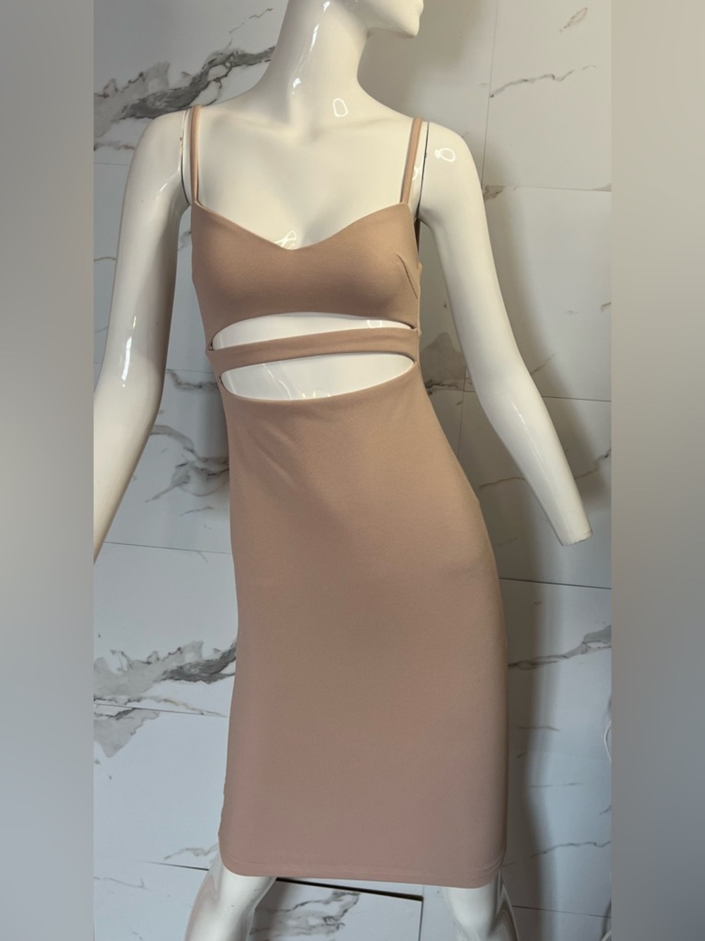 Nookie Bridget Bustier CULT Bodycon Stretch Nude Mini Dress Cutouts Size 4